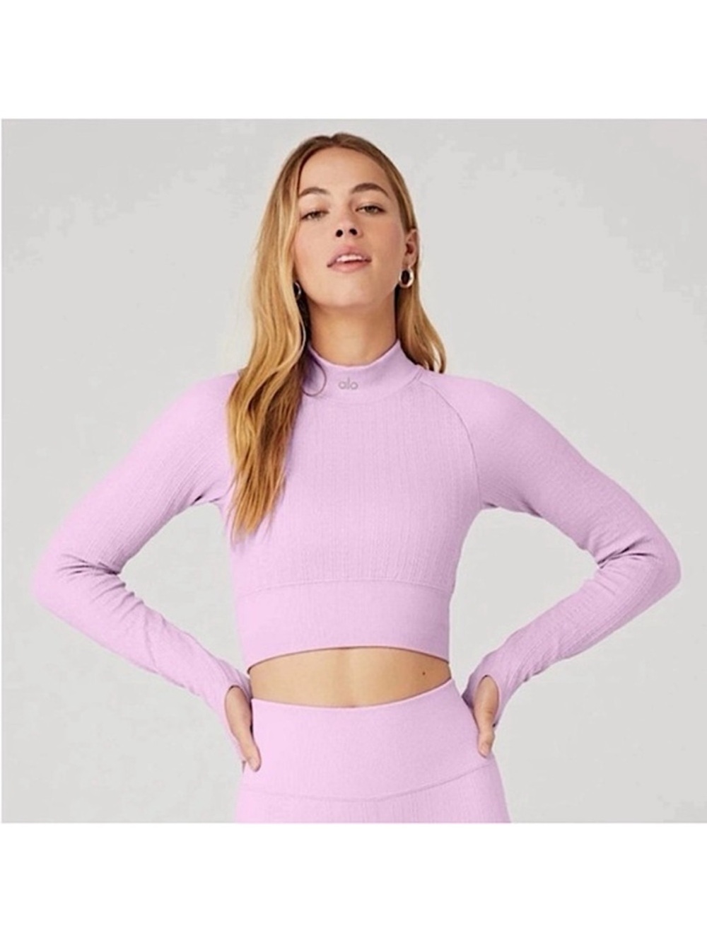 Alo Yoga seamless cable knit long sleeve in sugarplum pink size medium NwT
